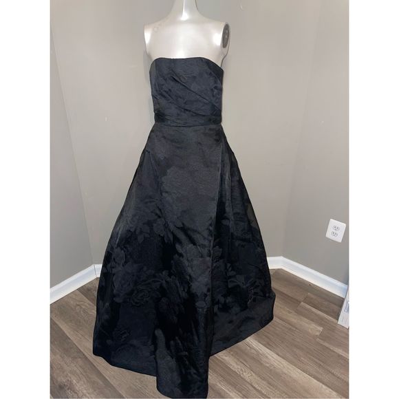 Amsale Floral Fil Coupe Strapless A-Line Gown $1295 - Picture 4 of 7